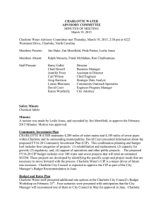 CHARLOTTE WATER ADVISORY COMMITTEE MINUTES OF MEETING March 19, 2015