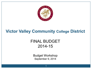 Victor Valley Community District FINAL BUDGET 2014-15