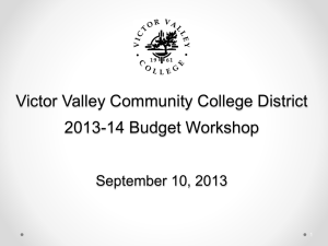 Victor Valley Community College District 2013-14 Budget Workshop September 10, 2013