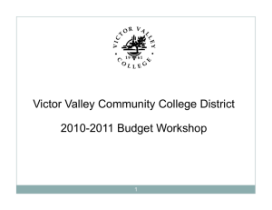 Victor Valley Community College District 2010-2011 Budget Workshop 1