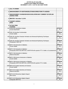 VICTOR VALLEY COLLEGE CURRICULUM COMMITTEE AGENDA 1. CALL TO ORDER