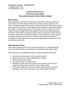 Academic Senate - APPROVED Proposed Board Policy CTE Course Articulation