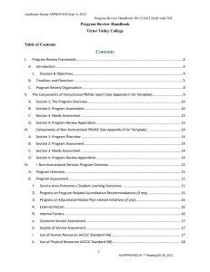 Contents Program Review Handbook Victor Valley College Table of Contents
