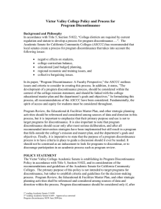 Victor Valley College Policy and Process for Program Discontinuance