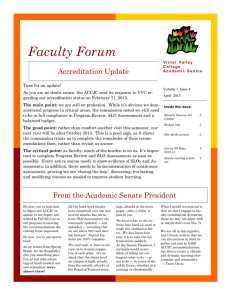 Faculty Forum Accreditation Update