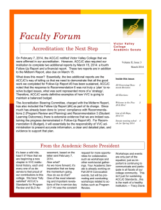 Faculty Forum Accreditation: the Next Step
