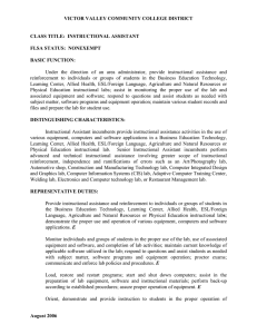 VICTOR VALLEY COMMUNITY COLLEGE DISTRICT CLASS TITLE: INSTRUCTIONAL ASSISTANT FLSA STATUS: NONEXEMPT