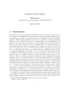 Classical Plate Model 1 Introduction Wenbin Yu