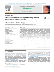 Mechanical assessment of grit blasting surface treatments of dental implants Research Paper
