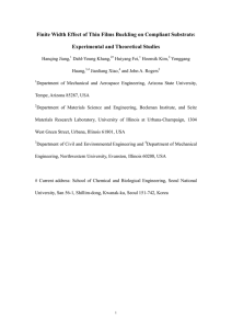 Finite Width Effect of Thin Films Buckling on Compliant Substrate: