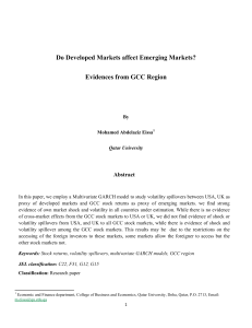 Do Developed Markets affect Emerging Markets? Evidences from GCC Region Abstract