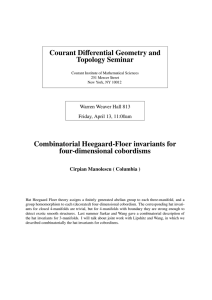 fferential Geometry and Courant Di Topology Seminar Combinatorial Heegaard-Floer invariants for