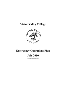 Victor Valley College  Emergency Operations Plan July 2010