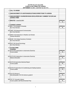 VICTOR VALLEY COLLEGE CURRICULUM COMMITTEE AGENDA 1. CALL TO ORDER