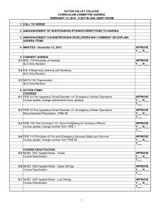 VICTOR VALLEY COLLEGE CURRICULUM COMMITTEE AGENDA 1. CALL TO ORDER