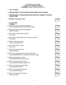 VICTOR VALLEY COLLEGE CURRICULUM COMMITTEE AGENDA CALL TO ORDER