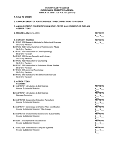 VICTOR VALLEY COLLEGE CURRICULUM COMMITTEE AGENDA 1. CALL TO ORDER