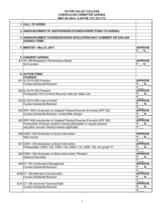 VICTOR VALLEY COLLEGE CURRICULUM COMMITTEE AGENDA 1. CALL TO ORDER