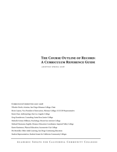 The Course Outline of Record: A Curriculum Reference Guide