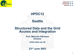 HPDC12 Seattle Structured Data and the Grid Access and Integration