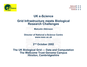 UK e-Science Grid Infrastructure meets Biological Research Challenges