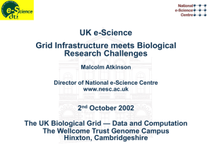 UK e-Science Grid Infrastructure meets Biological Research Challenges
