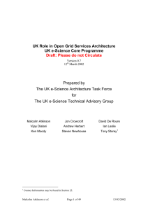 UK Role in Open Grid Services Architecture UK e-Science Core Programme