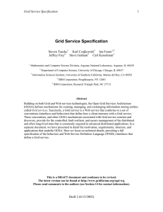 Grid Service Specification Steven Tuecke Karl Czajkowski