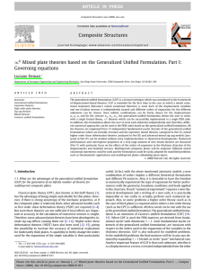 Mixed plate theories based on the Generalized Uniﬁed Formulation. Part... 1 Governing equations Luciano Demasi