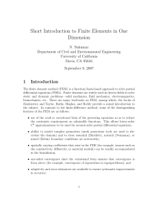Short Introduction to Finite Elements in One Dimension