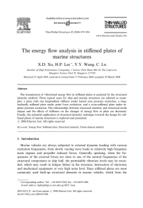 The energyﬂow analysis in stiﬀened plates of marine structures