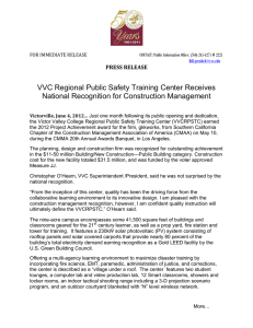 VVC Regional Public Safety Training Center Receives PRESS RELEASE