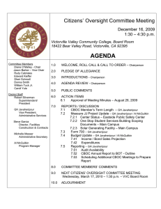 AGENDA Citizens’ Oversight Committee Meeting  December 16, 2009