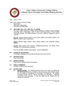 Victor Valley Community College District Citizens’ Bond Oversight Committee Meeting Minutes