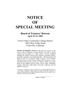 NOTICE OF SPECIAL MEETING Board of Trustees’ Retreat
