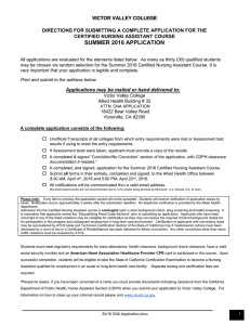 VICTOR VALLEY COLLEGE  DIRECTIONS FOR SUBMITTING A COMPLETE APPLICATION FOR THE