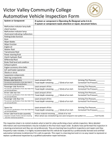 Victor Valley Community College Automotive Vehicle Inspection Form O A