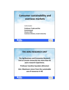Consumer sustainability and overseas markets THE AERU RESEARCH UNIT