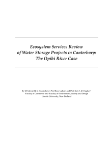   Ecosystem Services Review   of Water Storage Projects in Canterbury:  The Opihi River Case 