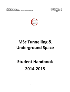 MSc Tunnelling &amp; Underground Space  Student Handbook