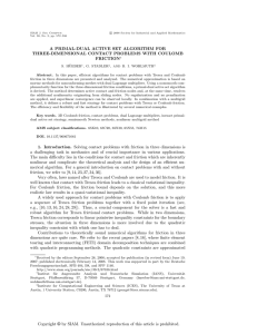 A PRIMAL-DUAL ACTIVE SET ALGORITHM FOR THREE-DIMENSIONAL CONTACT PROBLEMS WITH COULOMB FRICTION