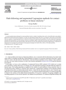 Path-following and augmented Lagrangian methods for contact problems in linear elasticity 夡