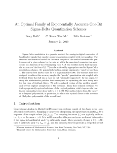 An Optimal Family of Exponentially Accurate One-Bit Sigma-Delta Quantization Schemes Percy Deift