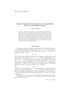 Number Theoretical Error Estimates in a Quantization Scheme for Bandlimited Signals unt¨