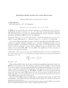 Sinai-Bowen-Ruelle measures for certain Henon maps 0. Introduction. BC2 T