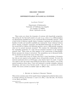 1 ERGODIC THEORY of DIFFERENTIABLE DYNAMICAL SYSTEMS