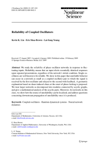 Reliability of Coupled Oscillators Kevin K. Lin