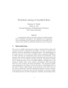 Turbulent mixing of stratified flows Esteban G. Tabak Fabio A. Tal