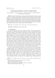 NONLINEAR STABILITY OF TWO–LAYER FLOWS