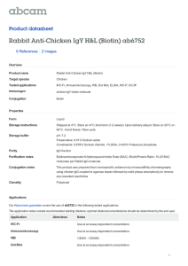 Rabbit Anti-Chicken IgY H&amp;L (Biotin) ab6752 Product datasheet 6 References 2 Images